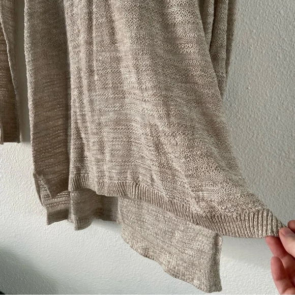 Lace Up Back Pull Over Knit Sweater Beige Lightweight Size XL Cotton Blend - Picture 9 of 12